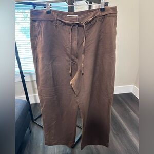 LOFT Chocolate Linen Wide Leg Pants